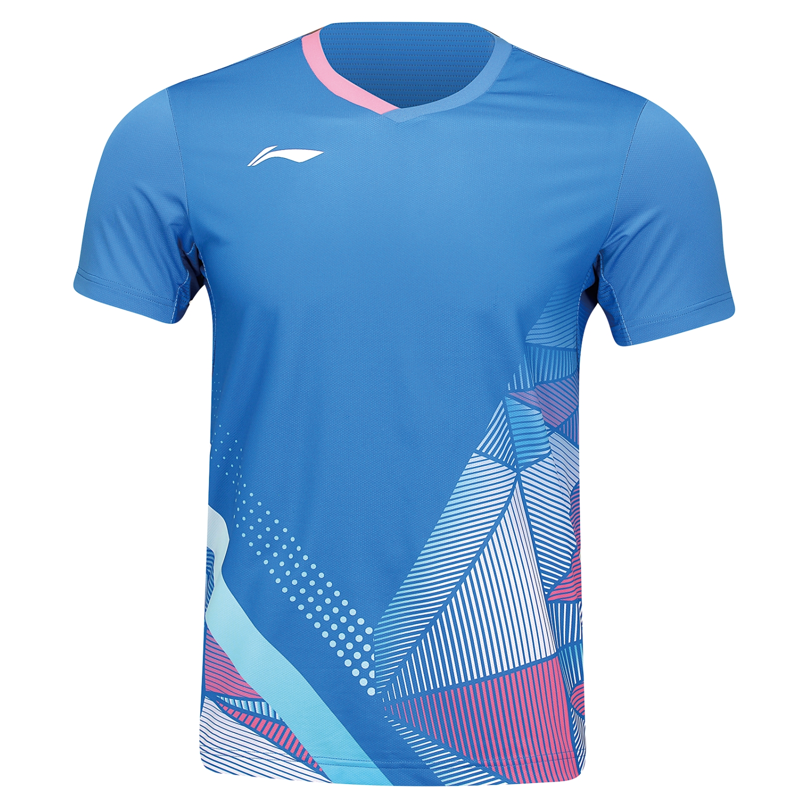 Li-Ning AAYU129-4 V Cube T-shirt Blue - OLD  Herre